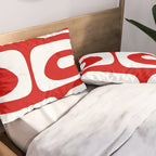 Mid Century Modern Piquet Abstract Red and White Pillow Sham Gallery Image 2