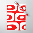 Mid Century Modern Piquet Abstract Red and White Wrapping Paper Gallery Image 1
