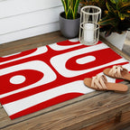 Mid Century Modern Piquet Abstract Red and White Outdoor Rug Gallery Image 2