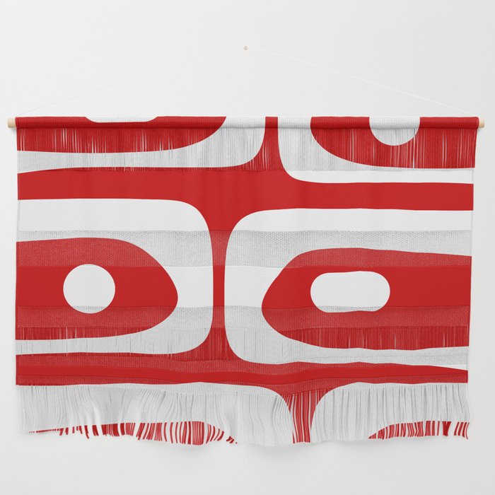 Mid Century Modern Piquet Abstract Red and White Wall Hanging Gallery Image 1