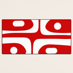 Mid Century Modern Piquet Abstract Red and White Desk Mat Gallery Image 3