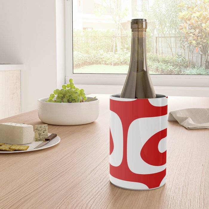Mid Century Modern Piquet Abstract Red and White Wine Chiller Gallery Image 4