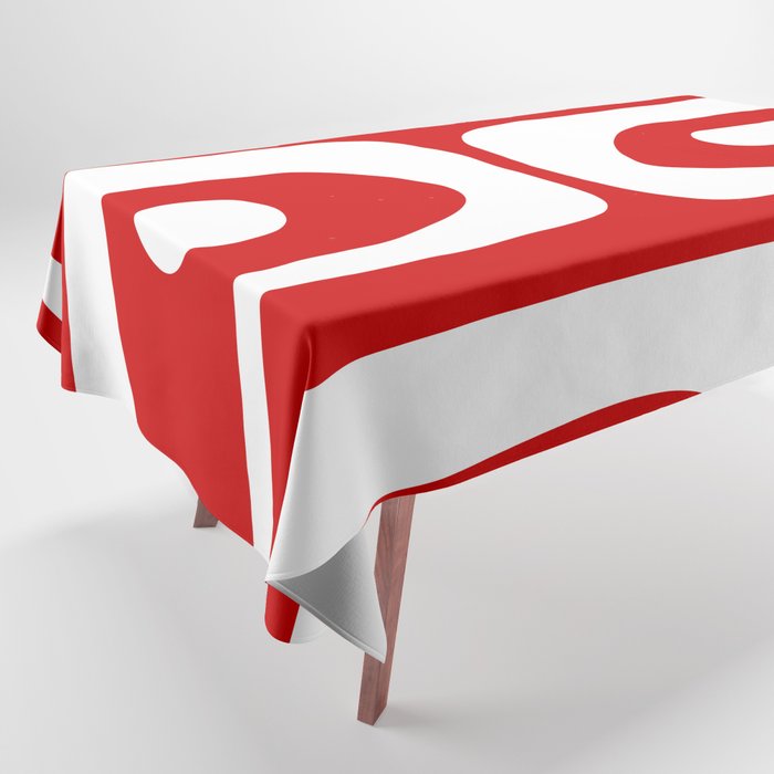 Mid Century Modern Piquet Abstract Red and White Tablecloth Gallery Image 1