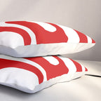 Mid Century Modern Piquet Abstract Red and White Pillow Sham Gallery Image 3