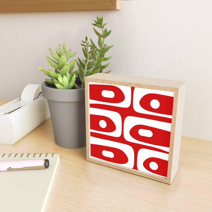Mid Century Modern Piquet Abstract Red and White Mini Art Print Gallery Image 2