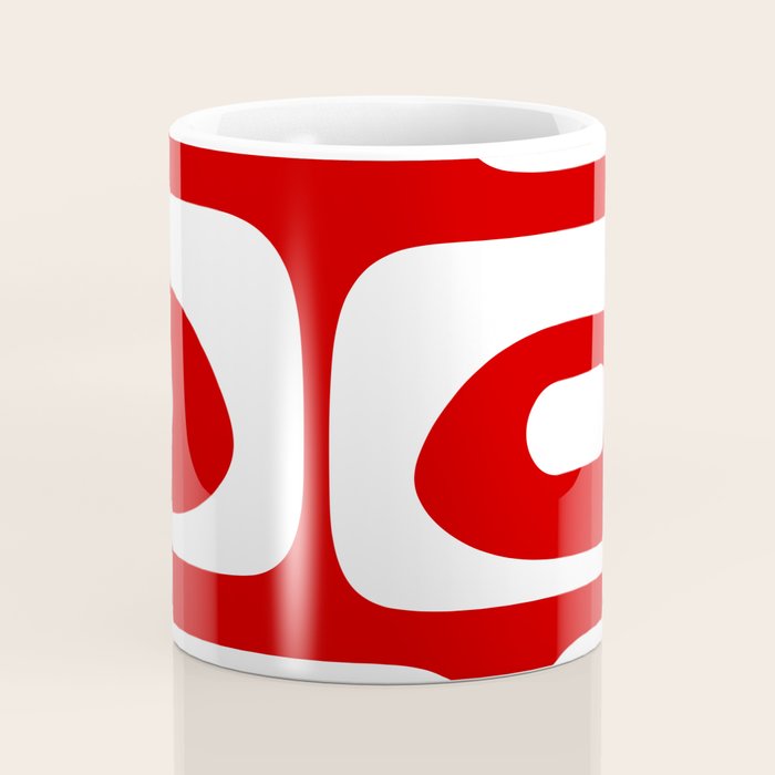 Mid Century Modern Piquet Abstract Red and White Coffee Mug Gallery Image 4