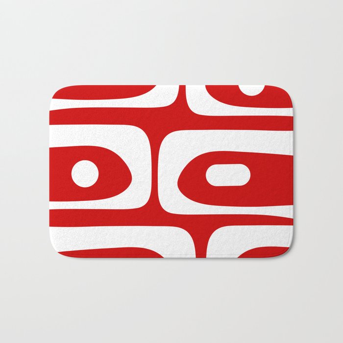 Mid Century Modern Piquet Abstract Red and White Bath Mat Gallery Image 1