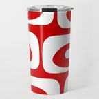 Mid Century Modern Piquet Abstract Red and White Travel Mug Gallery Image 1