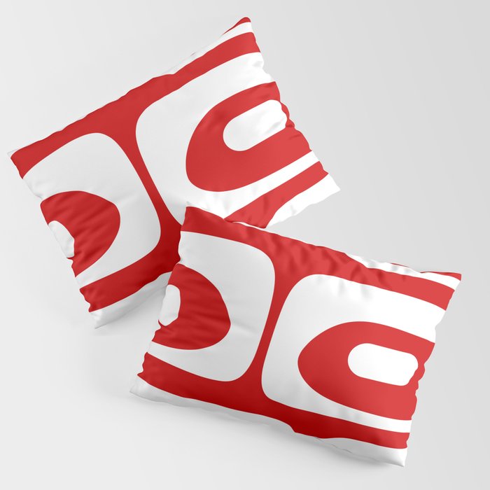 Mid Century Modern Piquet Abstract Red and White Pillow Sham Gallery Image 3