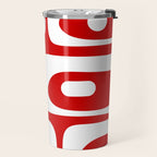 Mid Century Modern Piquet Abstract Red and White Travel Mug Gallery Image 2