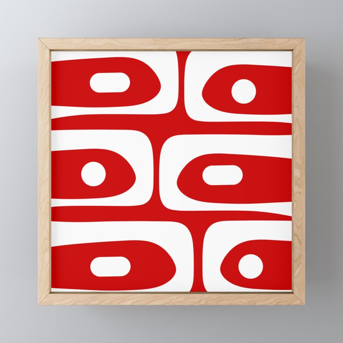 Mid Century Modern Piquet Abstract Red and White Mini Art Print Gallery Image 1
