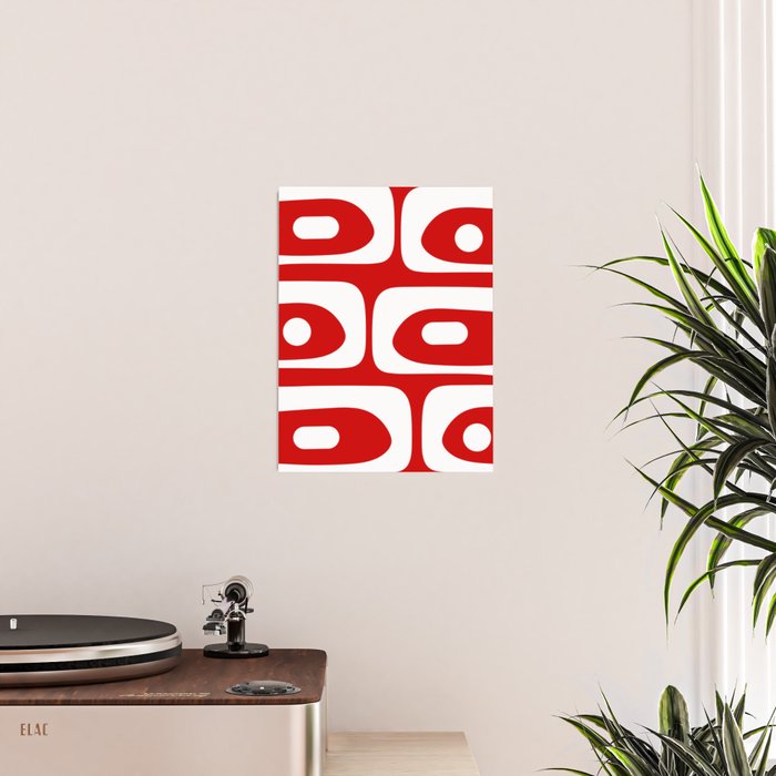 Mid Century Modern Piquet Abstract Red and White Poster Gallery Image 2