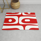 Mid Century Modern Piquet Abstract Red and White Rug Gallery Image 1