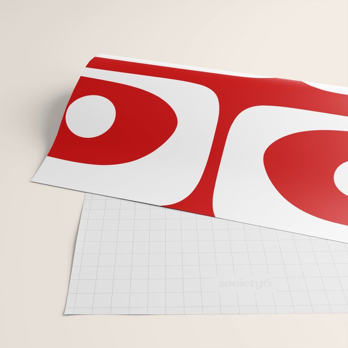 Mid Century Modern Piquet Abstract Red and White Wrapping Paper Gallery Image 2