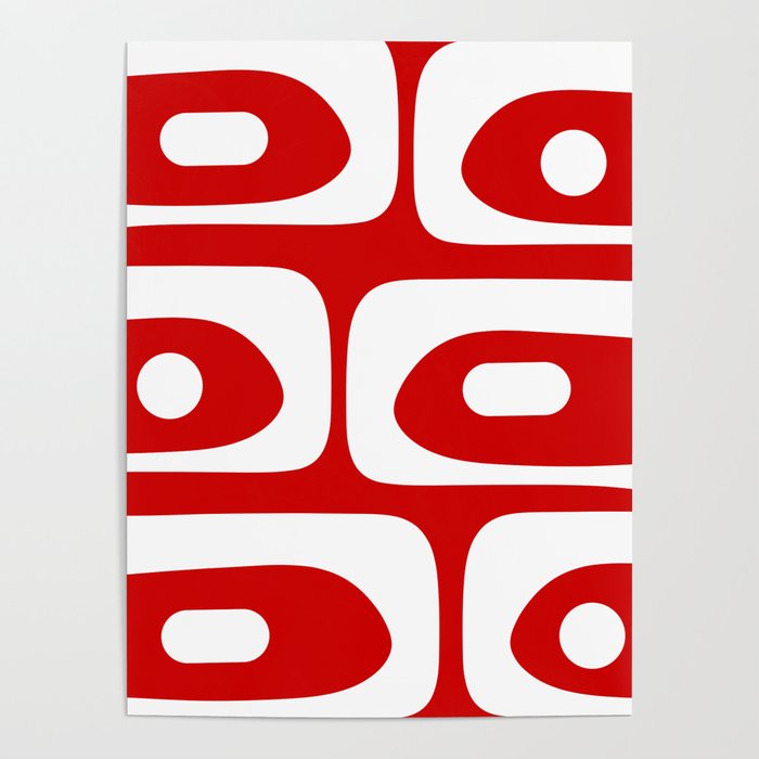Mid Century Modern Piquet Abstract Red and White Poster Gallery Image 4
