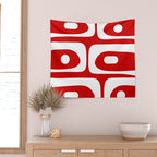Mid Century Modern Piquet Abstract Red and White Wall Tapestry Gallery Image 2