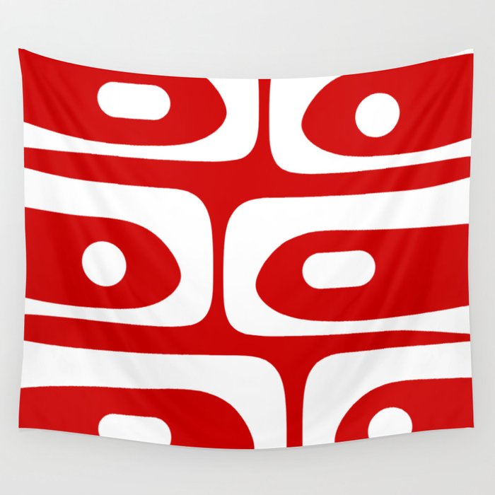 Mid Century Modern Piquet Abstract Red and White Wall Tapestry Gallery Image 4