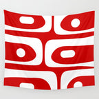 Mid Century Modern Piquet Abstract Red and White Wall Tapestry Gallery Image 4