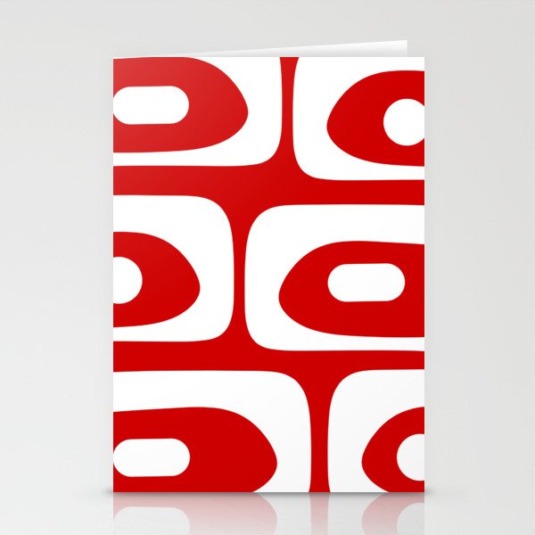 Mid Century Modern Piquet Abstract Red and White Stationery Card Gallery Image 1