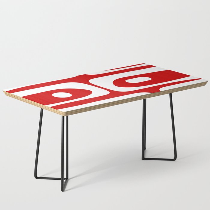 Mid Century Modern Piquet Abstract Red and White Coffee Table Gallery Image 1