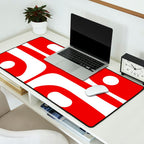 Mid Century Modern Piquet Abstract Red and White Desk Mat Gallery Image 2