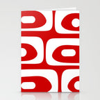 Mid Century Modern Piquet Abstract Red and White Stationery Card Gallery Image 2