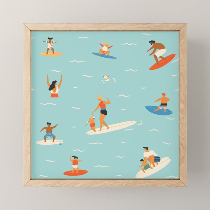 Surfing kids Mini Art Print Gallery Image 1