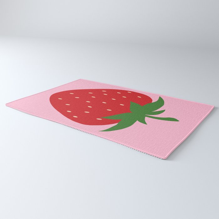Fruit Market Print Pink Strawberry Print Fruit Art Modern Decor Food Art Abstract Rug Gallery Image 3