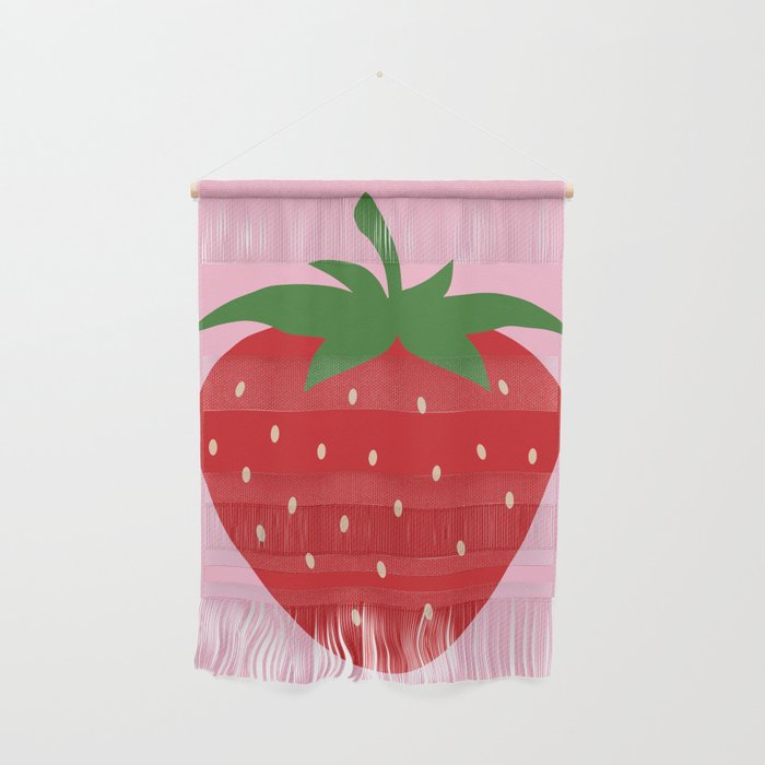 Fruit Market Print Pink Strawberry Print Fruit Art Modern Decor Food Art Abstract Wall Hanging Gallery Image 1