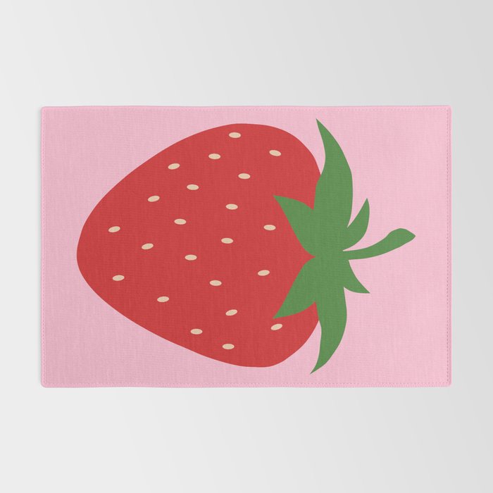 Fruit Market Print Pink Strawberry Print Fruit Art Modern Decor Food Art Abstract Rug Gallery Image 2