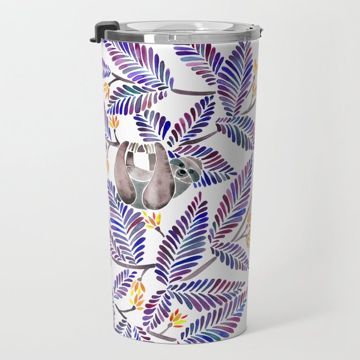 Happy Sloth - Tropical Indigo Leaves Travel Mug Gallery Image 3