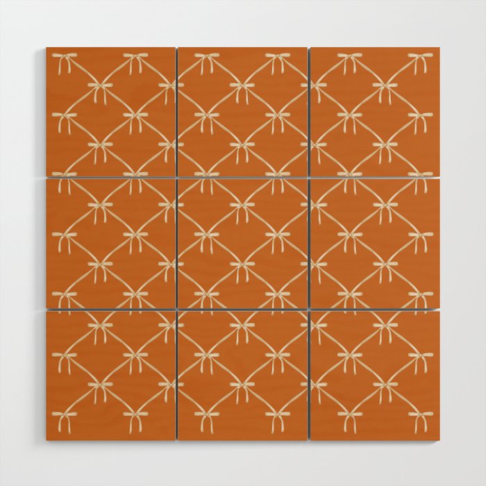 Bows & Ribbons Pattern XV Orange Wood Wall Art Gallery Image 1