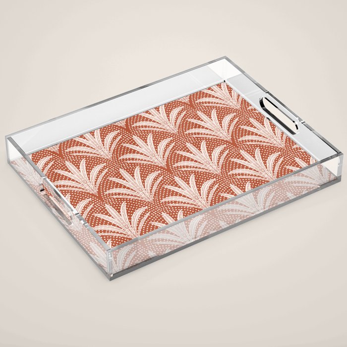 Boho Rustic Palm Radiance Terracotta Acrylic Tray Gallery Image 1