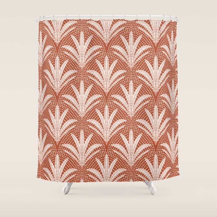 Boho Rustic Palm Radiance Terracotta Shower Curtain Gallery Image 1