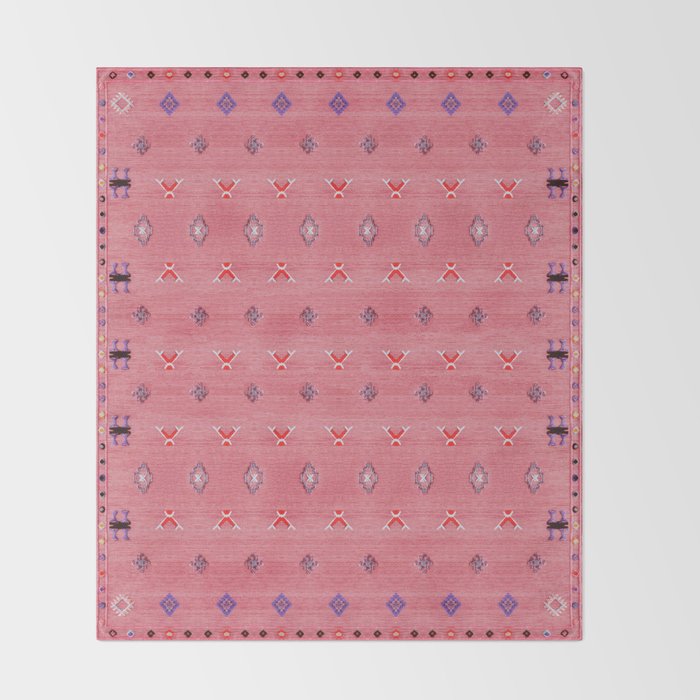 Lovely Pink Oriental Traditional Moroccan Handmade Printable Style  Throw Blanket Gallery Image 2
