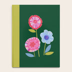 Folky Flowers in Bloom in Green & Pink Notebook Gallery Image 4
