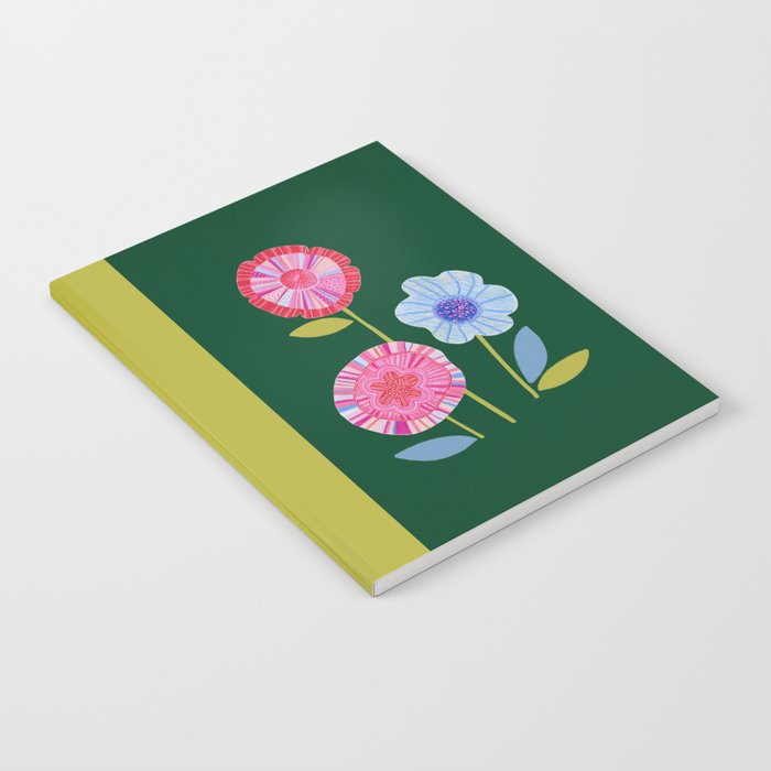Folky Flowers in Bloom in Green & Pink Notebook Gallery Image 2