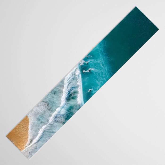 Turquoise Tides - Aerial View of Ocean Waves and Shore Table Runner Gallery Image 3