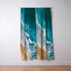Turquoise Tides - Aerial View of Ocean Waves and Shore Window Curtain Gallery Image 3