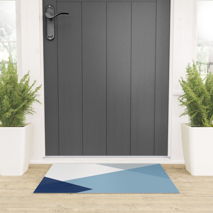 Geometrics - blues & concrete Welcome Mat Gallery Image 3