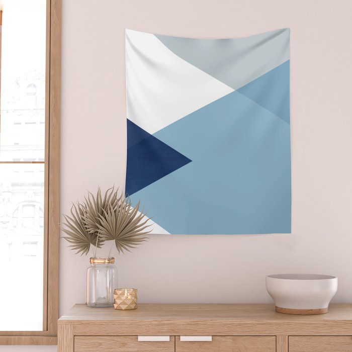 Geometrics - blues & concrete Wall Tapestry Gallery Image 2