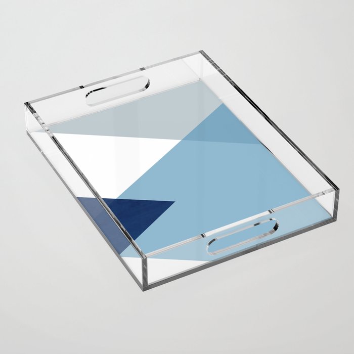 Geometrics - blues & concrete Acrylic Tray Gallery Image 1