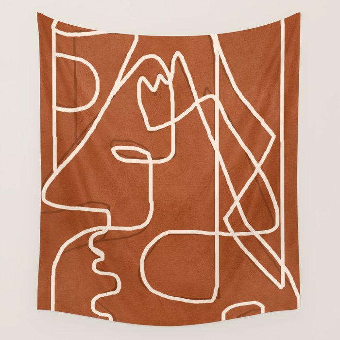 Abstract Face Sketch 4 Wall Tapestry Gallery Image 4
