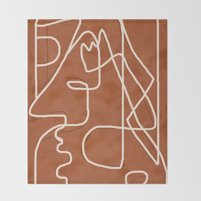 Abstract Face Sketch 4 Throw Blanket Gallery Image 2