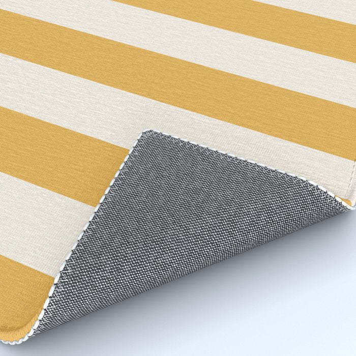 Mustard Yellow And Cream White Vertical Stripes Rug Gallery Image 4