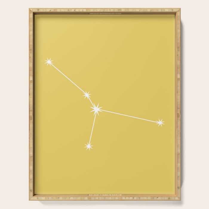 Cancer Zodiac Star Constellation Line Art Soft Yellow Serving Tray Gallery Image 1
