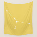 Cancer Zodiac Star Constellation Line Art Soft Yellow Wall Tapestry Gallery Image 4
