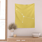 Cancer Zodiac Star Constellation Line Art Soft Yellow Wall Tapestry Gallery Image 2