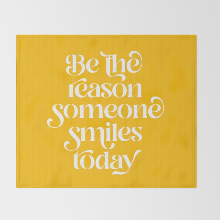 Motivational words smile today yellow Throw Blanket Gallery Image 2