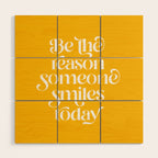 Motivational words smile today yellow Wood Wall Art Gallery Image 1